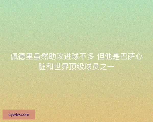 佩德里虽然助攻进球不多 但他是巴萨心脏和世界顶级球员之一 佩德里虽然助攻进球不多 但他是巴萨心脏和世界顶级球员之一