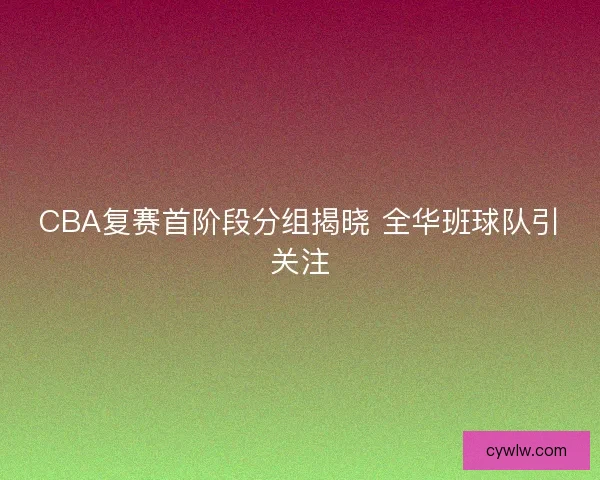 CBA复赛首阶段分组揭晓 全华班球队引关注