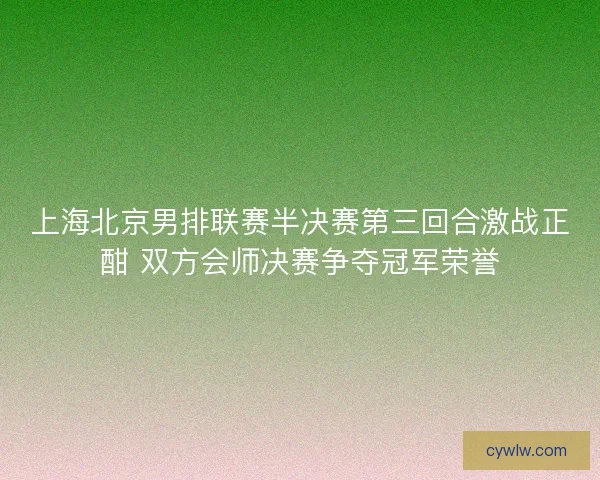 上海北京男排联赛半决赛第三回合激战正酣 双方会师决赛争夺冠军荣誉 上海北京男排联赛半决赛第三回合激战正酣 双方会师决赛争夺冠军荣誉